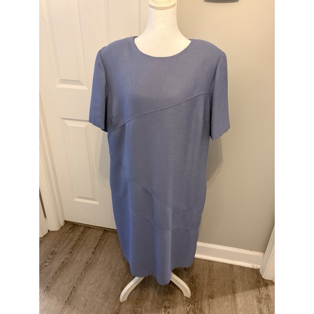 Worthington Woman Dusty Blue Midi Dress Plus 18W Church Modest Retro Business